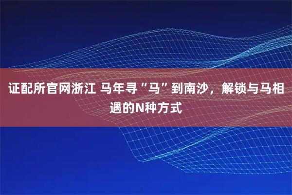 证配所官网浙江 马年寻“马”到南沙，解锁与马相遇的N种方式